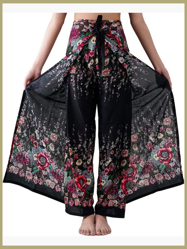 Boho Palazzo Pants Wide Leg Yoga Wrap Tie Up Waist